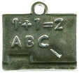 School Chalk Board Sterling Silver Charm for Charm Bracelet or Necklace Pendant