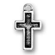 Cross with Border Sterling Silver Charm Pendant