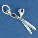 Beautician's Scissors 3D Sterling Silver Charm for Charm Bracelet or Pendant