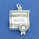 Bachelors Degree Diploma Charm Sterling Silver