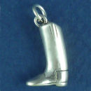 Horse Riding Boot 3D Sterling Silver Charm Pendant