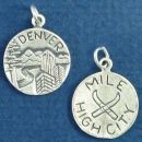 Tour: Denver Mile High City Double Sided Sterling Silver Charm Disk Pendant