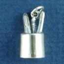 Office Pen Holder Desk Accessory 3D Sterling Silver Charm Pendant