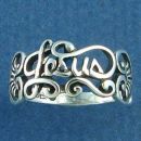 Religious Christian Sterling Silver Ring with Lace Hearts and Jesus size 5