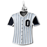 Baseball Jersey Charm Pendant Sterling Silver Enamel