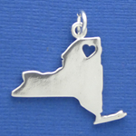 New York Sterling Silver Charm with Open Heart
