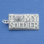 I Love My Soldier Charm Sterling Silver Dog Tag