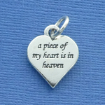 Bereavement Charm Sterling Silver A Piece of My Heart is in Heaven