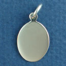 Oval Vertical Small Engravable Sterling Silver Pendant Engraving Area Size 18mm High by 14mm Wide