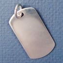 Rectangle Military Style Dog Tag Sterling Silver Pendant Engrave a Personalized Monogram