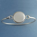Personalized Sterling Silver Round Bangle with 21mm Engravable Disk with Rope 7 Inch
