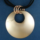 Round 57-mm Engravable Polished Copper Pendant on Multi Strand Black 16 Inch Cord Necklace with Silver Tone Toggle Clasp
