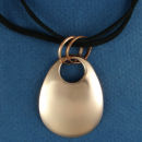 Teardrop 44-mm Engravable Polished Copper Pendant on Multi Strand Black 16 Inch Cord Necklace with Silver Tone Toggle Clasp
