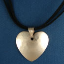 Heart 41-mm Engravable Hammered Copper Pendant with Bale on Multi Strand Black 16 Inch Cord Necklace with Silver Tone Toggle Clasp