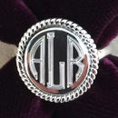 Round Sterling Silver Engraved Ring with Rope Accent