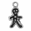 Gingerbread Man Charm Tiny Sterling Silver Pendant and Christmas Charm