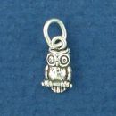 Owl Bird Sterling Silver Mini Charm Pendant