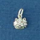 Cat Head Small Sterling Silver Charm Pendant