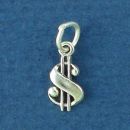 Dollar Sign Tiny Sterling Silver Charm Pendant