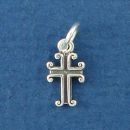 Cross Charm Tiny Sterling Silver Pendant