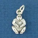 Gorilla Tiny Sterling Silver Charm Pendant