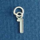 Tiny Letter Number 1 Sterling Silver Charm Pendant