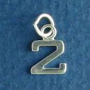 Tiny Letter Number 2 Sterling Silver Charm Pendant
