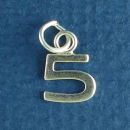 Tiny Letter Number 5 Sterling Silver Charm Pendant