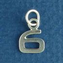 Tiny Letter Number 6 Sterling Silver Charm Pendant