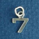 Tiny Letter Number 7 Sterling Silver Charm Pendant