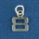 Tiny Letter Number 8 Sterling Silver Charm Pendant