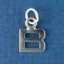 Tiny Alphabet Letter Initial B Sterling Silver Charm Pendant