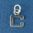 Tiny Alphabet Letter Initial C Sterling Silver Charm Pendant