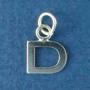 Tiny Alphabet Letter Initial D Sterling Silver Charm Pendant