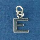 Tiny Alphabet Letter Initial E Sterling Silver Charm Pendant