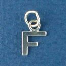 Tiny Alphabet Letter Initial F Sterling Silver Charm Pendant