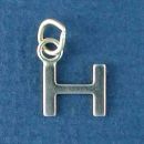 Tiny Alphabet Letter Initial H Sterling Silver Charm Pendant