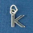 Tiny Alphabet Letter Initial K Sterling Silver Charm Pendant