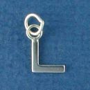 Tiny Alphabet Letter Initial L Sterling Silver Charm Pendant