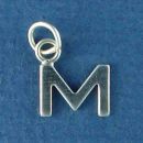 Tiny Alphabet Letter Initial M Sterling Silver Charm Pendant