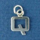 Tiny Alphabet Letter Initial Q Sterling Silver Charm Pendant
