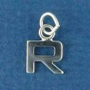 Tiny Alphabet Letter Initial R Sterling Silver Charm Pendant