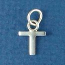 Tiny Alphabet Letter Initial T Sterling Silver Charm Pendant