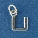 Tiny Alphabet Letter Initial U Sterling Silver Charm Pendant