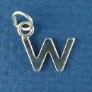 Tiny Alphabet Letter Initial W Sterling Silver Charm Pendant