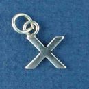 Tiny Alphabet Letter Initial X Sterling Silver Charm Pendant