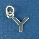 Tiny Alphabet Letter Initial Y Sterling Silver Charm Pendant