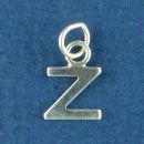 Tiny Alphabet Letter Initial Z Sterling Silver Charm Pendant