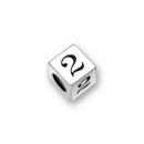 Sterling Silver Alphabet Beads Number 2 4.5mm Letter Beads