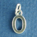 Number 0 Medium Sterling Silver Charm Pendant